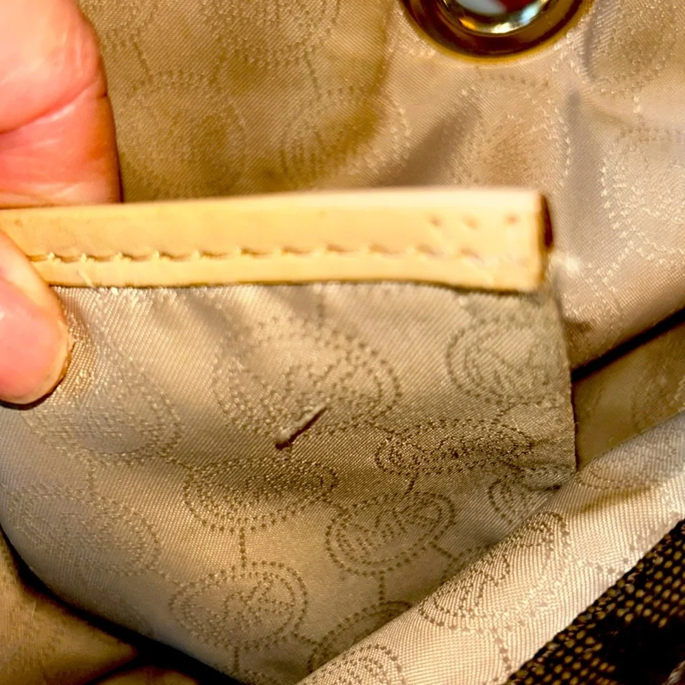 Michael Kors Jet Set Tote Brown Signature Monogram Handbag MK Logo Shoulder Bag - Picture 11 of 12